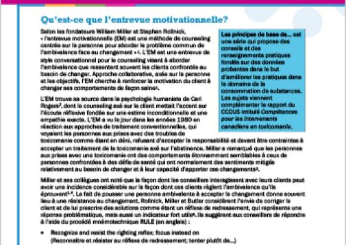 Entrevue motivationnelle (Série Les principes de base de…)