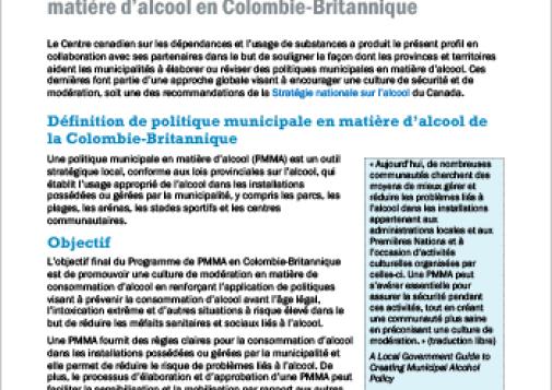 Le Programme de politiques municipales sur l’alcool en Colombie-Britannique