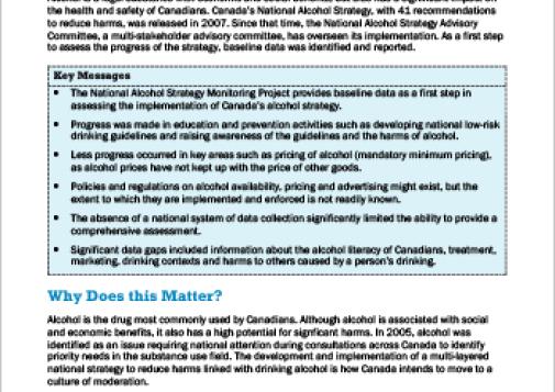 The National Alcohol Strategy Monitoring Project (Report at a Glance)