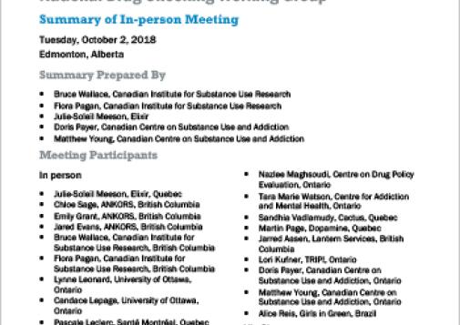 National Drug Checking Working Group: Summary of In-person Meeting