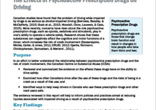 The Effects of Psychoactive Prescription Drugs on Driving (Report at a Glance)