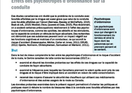Effets des psychotropes d’ordonnance sur la conduite (Survol du rapport)