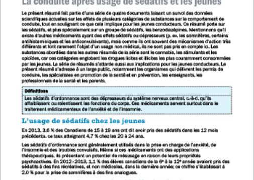 La conduite après usage de sédatifs et les jeunes (Résumé thématique)