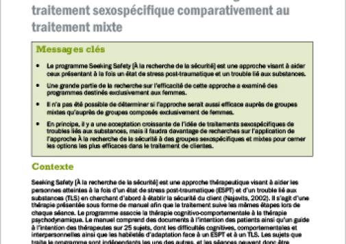 À la recherche de la sécurité : avantages du traitement sexospécifique comparativement au traitement mixte (Examen rapide)