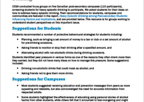 Student Suggestions to Reduce Heavy Episodic Drinking (Tool)