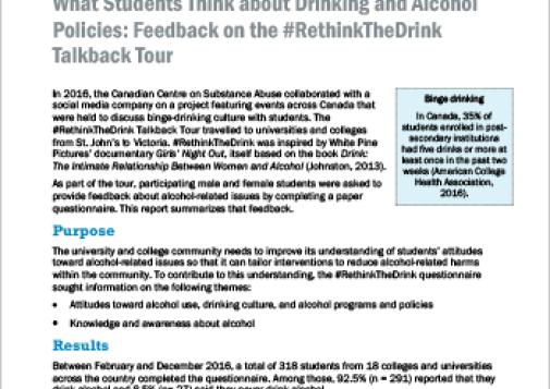 What Students Think about Drinking and Alcohol Policies: Feedback on the #RethinkTheDrink Talkback Tour
