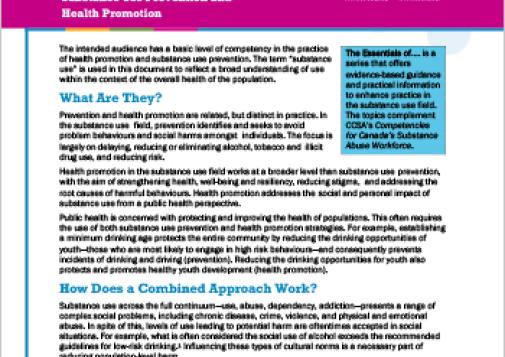Substance Use Prevention and Health Promotion (The Essentials of ... Series)