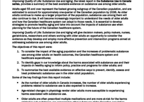 Improving Quality of Life: Substance Use and Aging (Overview)