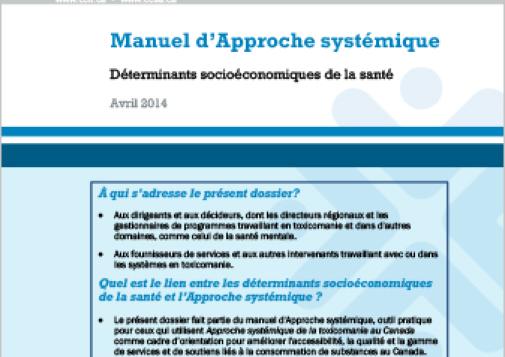 Manuel d’Approche systémique : Déterminants socioéconomiques de la santé