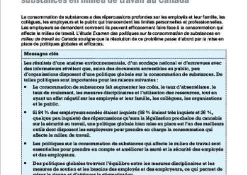 Examen des politiques sur la consommation de substances en milieu de travail au Canada (Survol du rapport)