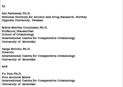 Proportions of Crimes Associated with Alcohol and other Drugs in Canada