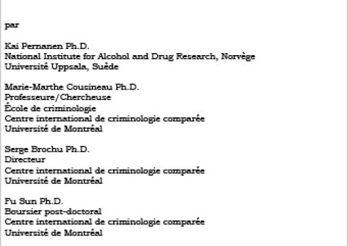 Proportions des crimes associés à l'alcool et aux autres drogues au Canada