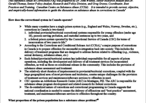 Substance Abuse in Corrections FAQs