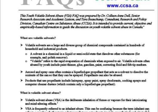 Youth Volatile Solvent Abuse FAQs