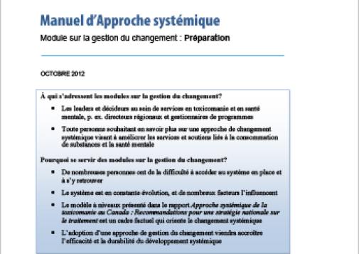Manuel d’Approche systémique : Module sur la gestion du changement : Préparation
