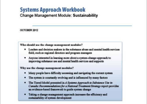 Systems Approach Workbook: Change Management Module: Sustainability
