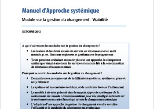 Manuel d’Approche systémique : Module sur la gestion du changement : Viabilité
