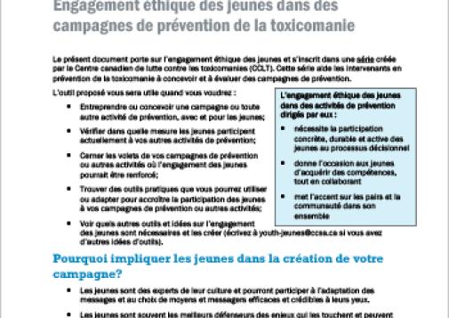 Engagement éthique des jeunes dans des campagnes de prévention de la toxicomanie