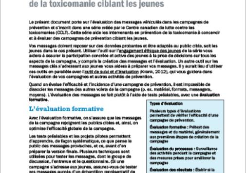 Évaluer les messages des campagnes de prévention de la toxicomanie ciblant les jeunes