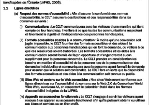 Politique sur l'accessibilité