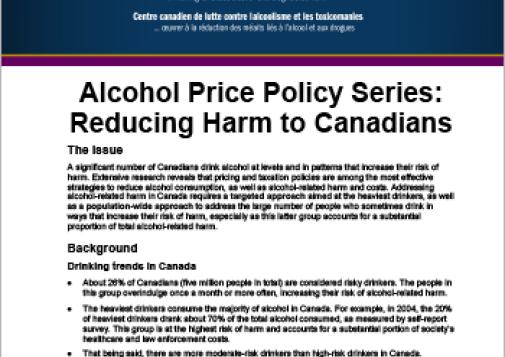 Reducing Harm to Canadians (Alcohol Price Policy Series)