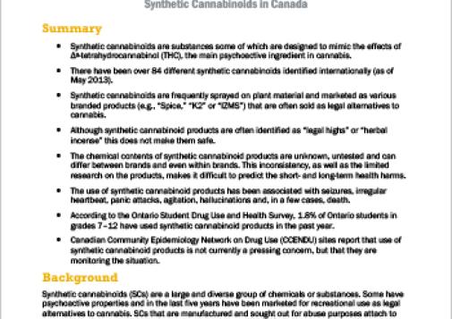 Synthetic Cannabinoids in Canada (CCENDU Bulletin)
