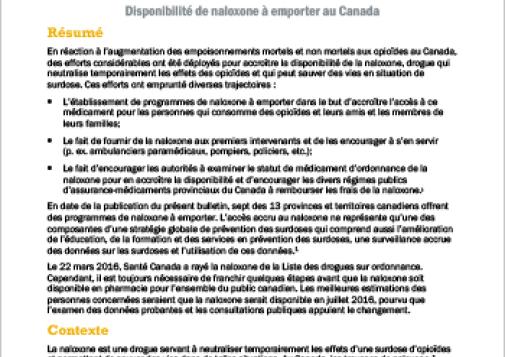 Disponibilité de naloxone à emporter au Canada (Bulletin du RCCET)