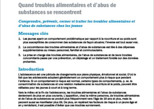 Quand troubles alimentaires et d’abus de substances se rencontrent (Résumé thématique)