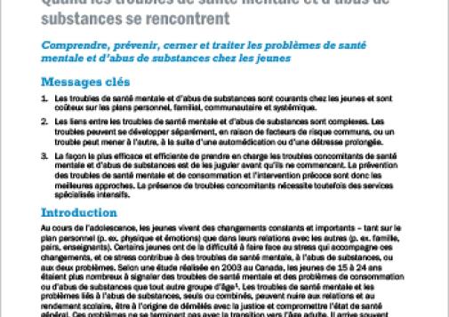 Quand les troubles de santé mentale et d’abus de substances se rencontrent (Résumé thématique)
