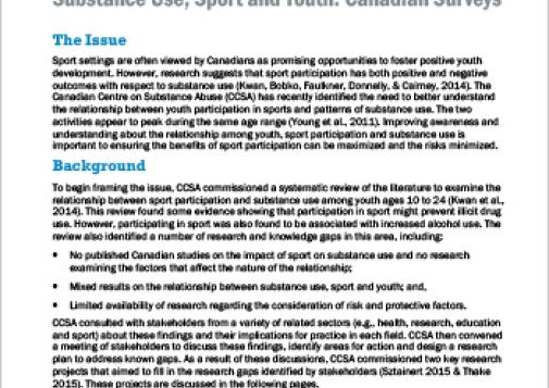 Substance Use, Sport and Youth: Canadian Surveys