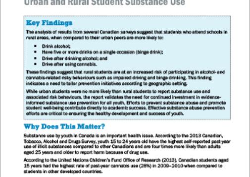 Urban and Rural Student Substance Use (Report at a Glance)