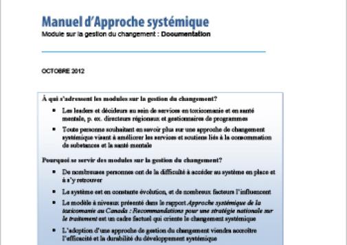 Manuel d’Approche systémique : Module sur la gestion du changement : Documentation