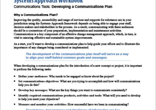 Systems Approach Workbook: Communications Tools: Developing a Communications Plan