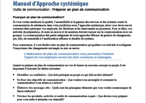 Manuel d’Approche systémique : Outils de communication : Préparer un plan de communication
