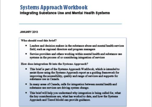 Systems Approach Workbook: Integrating Substance Use and Mental Health Systems