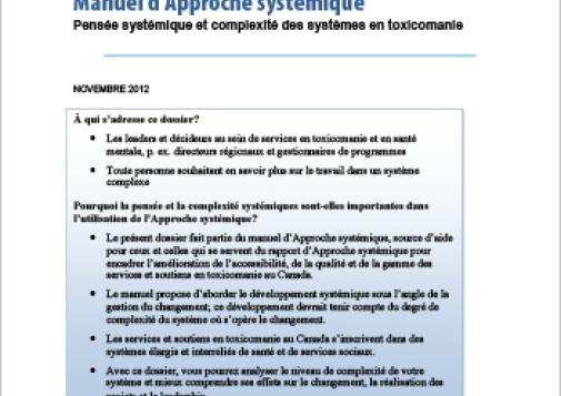 Manuel d’Approche systémique : Pensée systémique et complexité des systèmes en toxicomanie