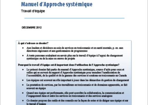 Manuel d’Approche systémique : Travail d’équipe