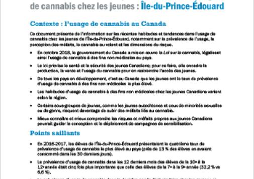 Habitudes et tendances provinciales dans l’usage de cannabis chez les jeunes : Île-du-Prince-Édouard
