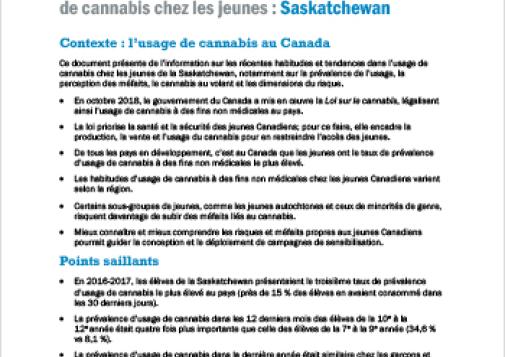Habitudes et tendances provinciales dans l’usage de cannabis chez les jeunes : Saskatchewan