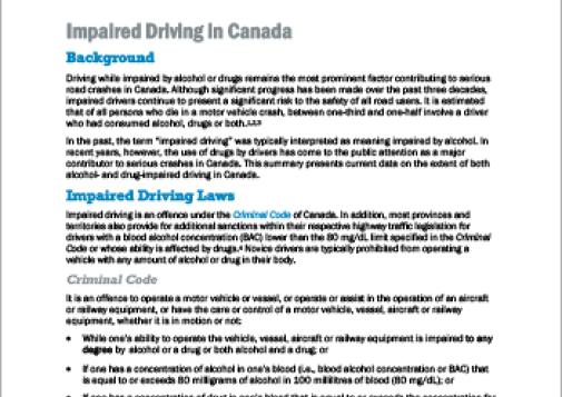 Impaired Driving In Canada (Topic Summary)