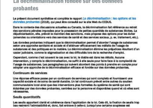 La décriminalisation fondée sur des données probantes (Document d'orientation)