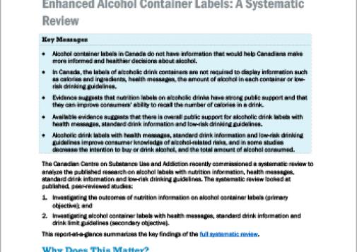 Enhanced Alcohol Container Labels: A Systematic Review (Report at a Glance)