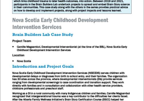 Nova Scotia Early Childhood Development Intervention Services: Brain Builders Lab Case Study