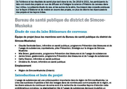 Bureau de santé publique du district de Simcoe-Muskoka : étude de cas du labo Bâtisseurs de cerveaux