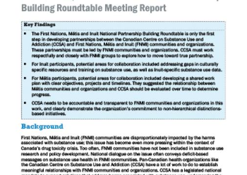 First Nations, Métis and Inuit National Partnership Building Roundtable Meeting Report