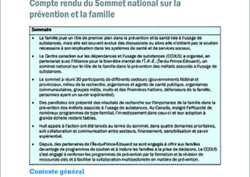 Compte rendu du Sommet national sur la prévention et la famille