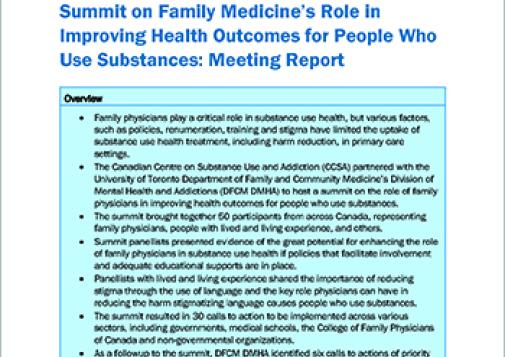 Summit on Family Medicine’s Role in Improving Health Outcomes for People Who Use Substances: Meeting Report