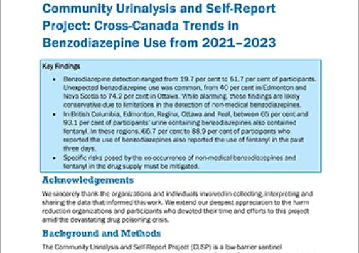Community Urinalysis and Self-Report Project: Trends in Benzodiazepine Use 2021–2023