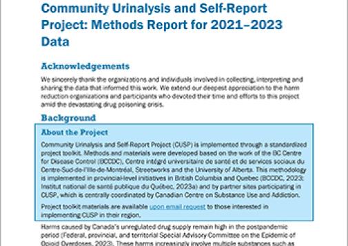 Community Urinalysis and Self-Report Project: Methods Report for 2021–2023 Data