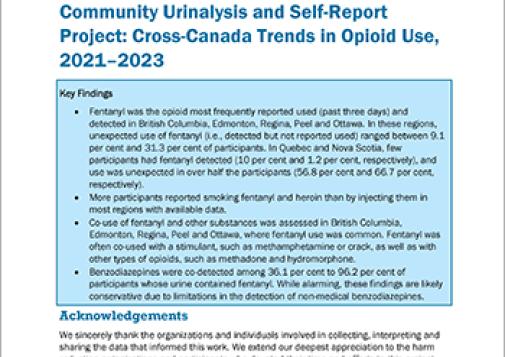 Community Urinalysis and Self-Report Project: Cross-Canada Trends in Opioid Use 2021–2023